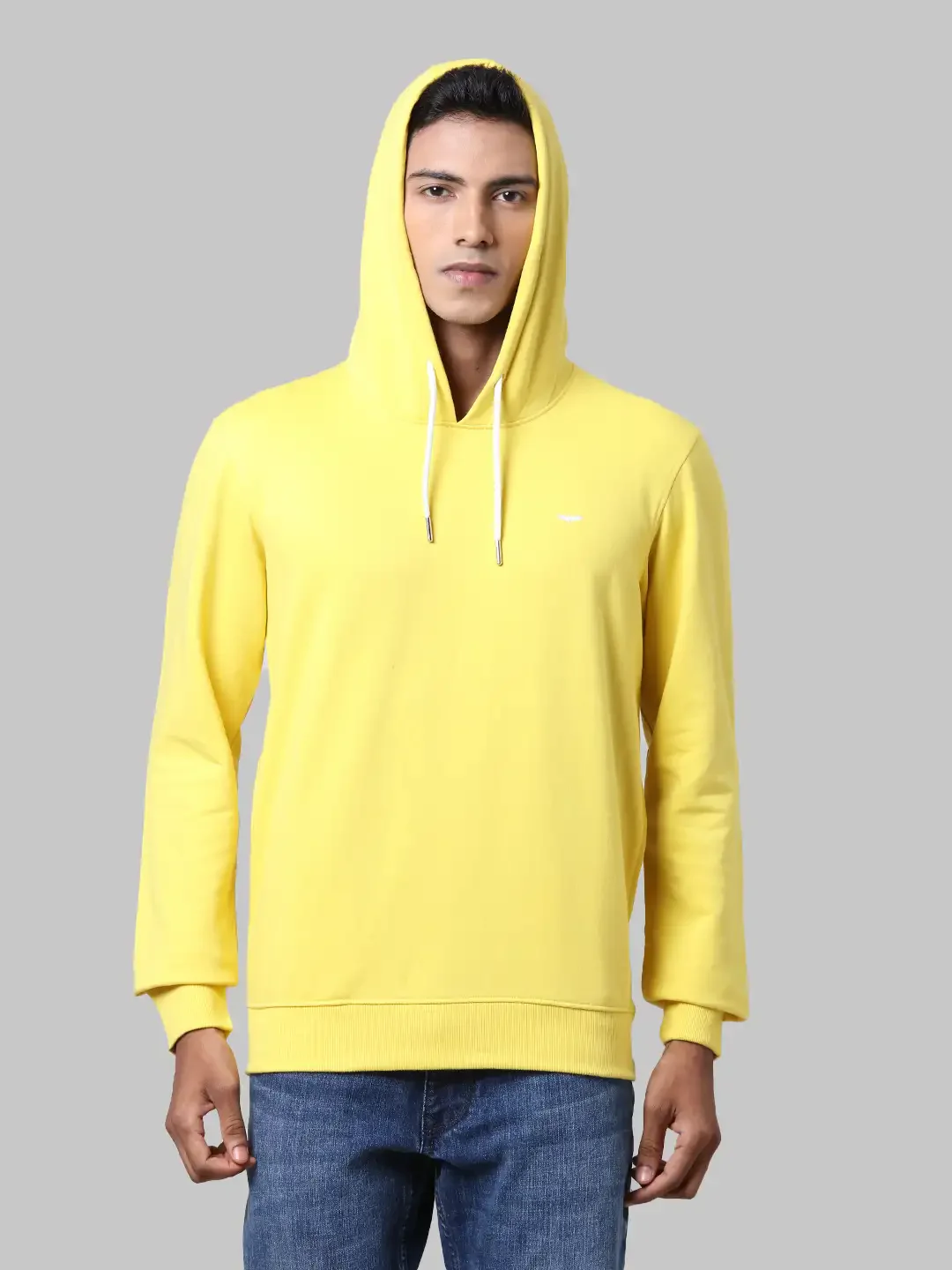 Men Yellow Slim Fit Solid Cotton Polyster Blend Sweatshirts - Image 8