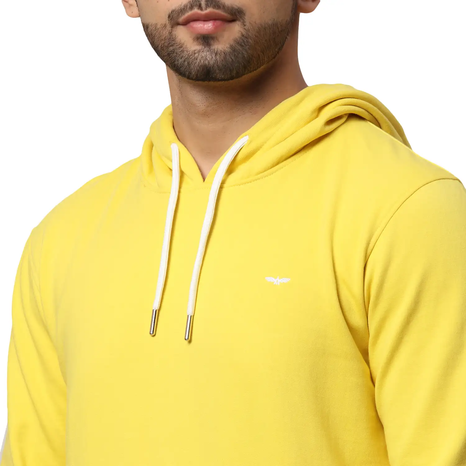 Men Yellow Slim Fit Solid Cotton Polyster Blend Sweatshirts - Image 6