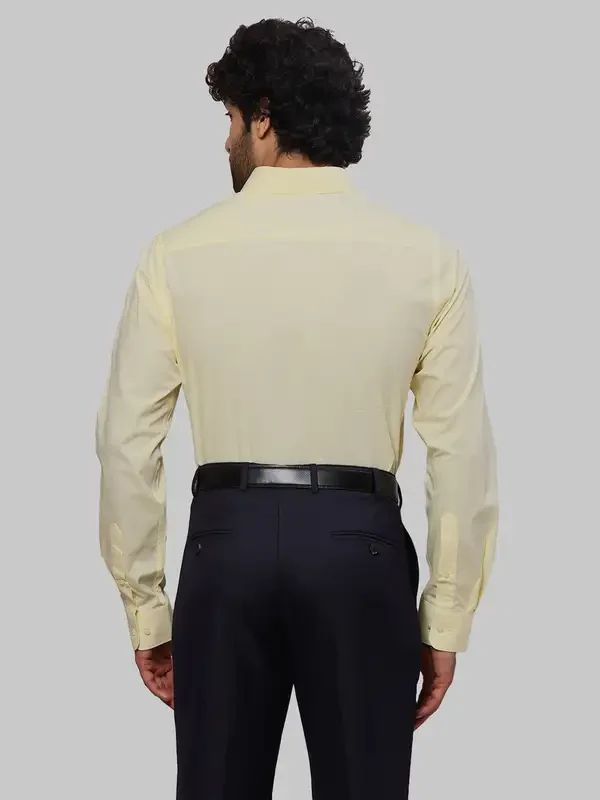 Men Yellow Slim Fit Solid Cotton Shirts - Image 4