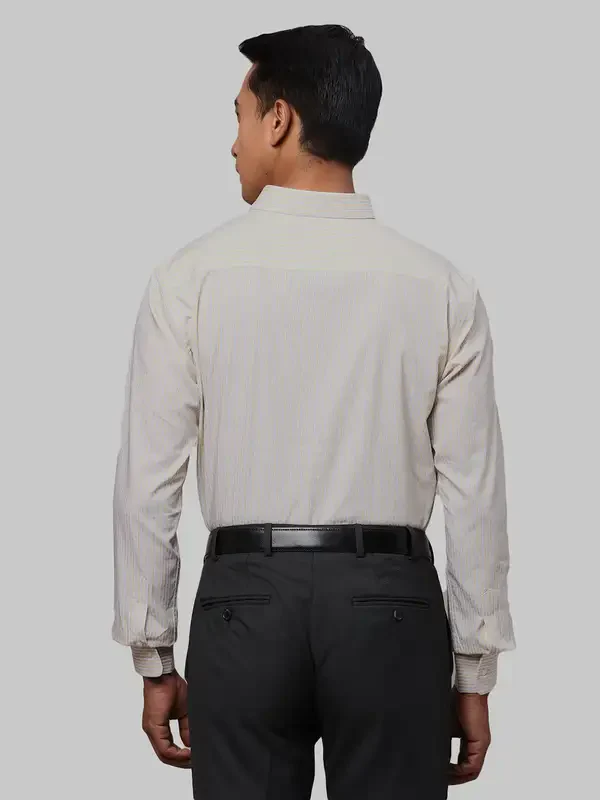 Men Yellow Slim Fit Stripe Cotton Shirts - Image 4