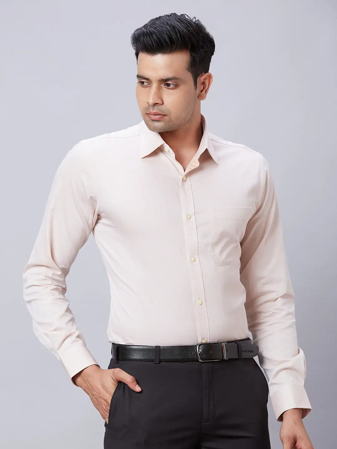 Men Yellow Slim Fit Structure Cotton Shirts - Image 2