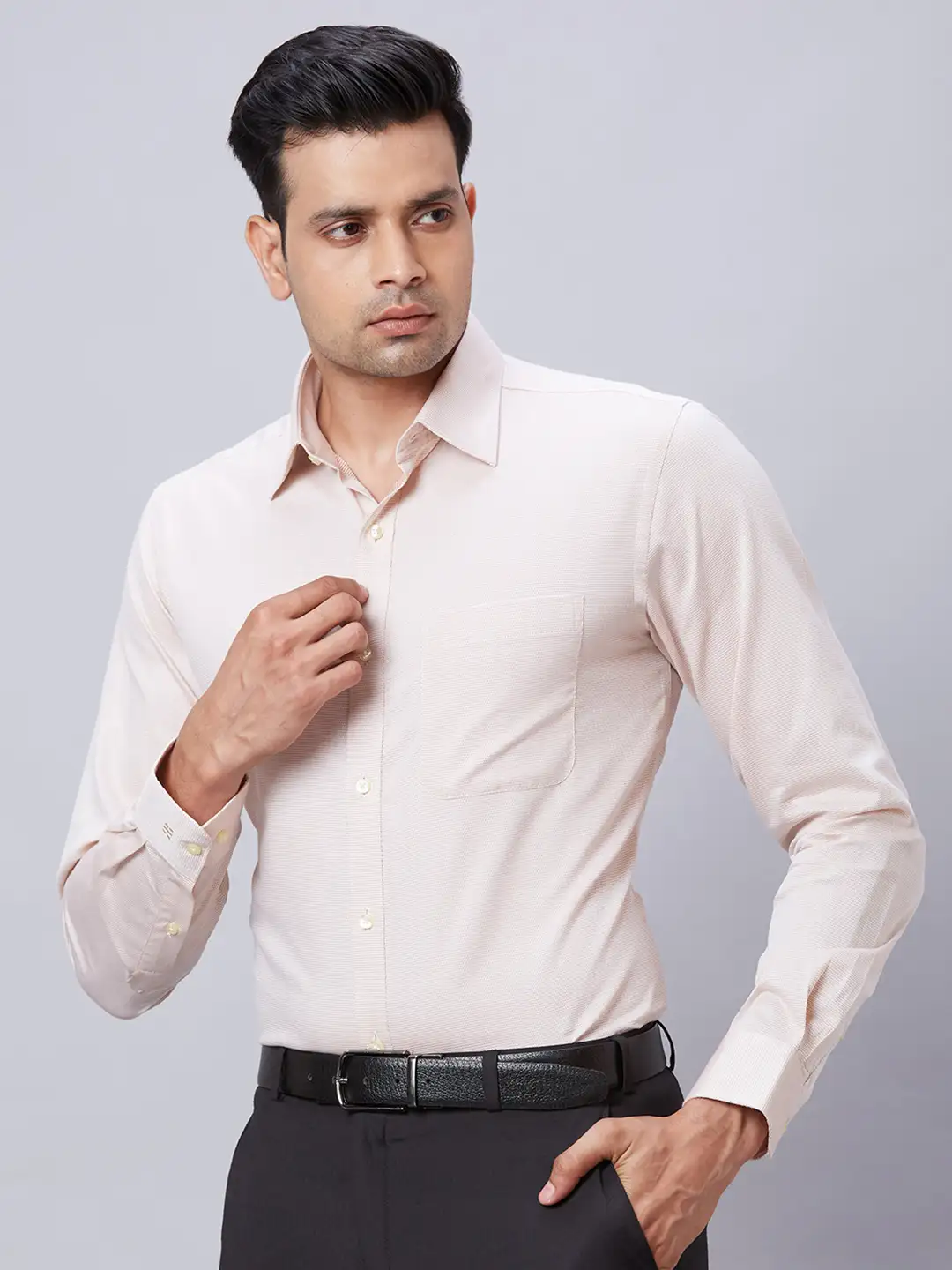 Men Yellow Slim Fit Structure Cotton Shirts - Image 3
