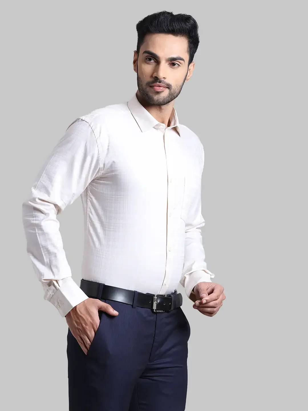 Men Yellow Slim Fit Structure Cotton Shirts - Image 2