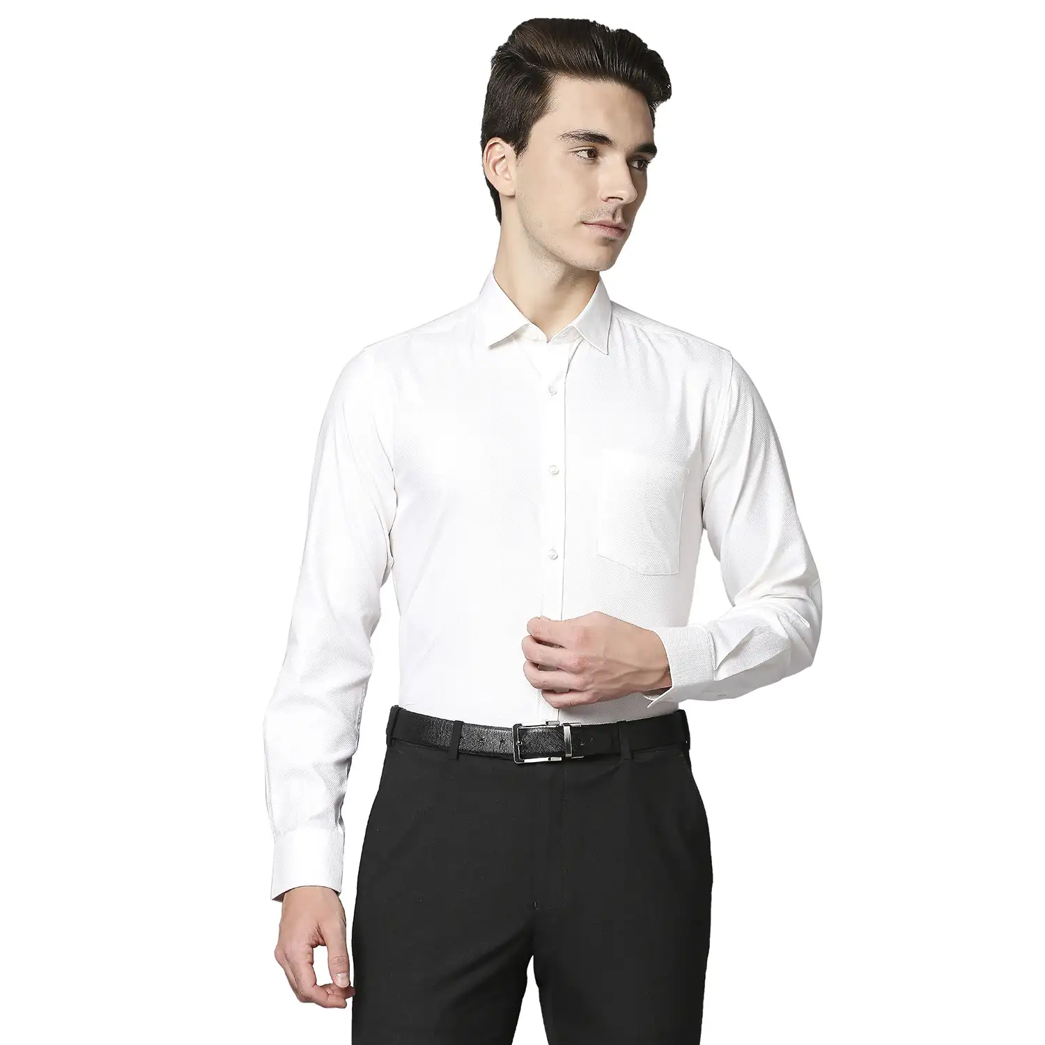 Men Yellow Slim Fit Structure Cotton Shirts