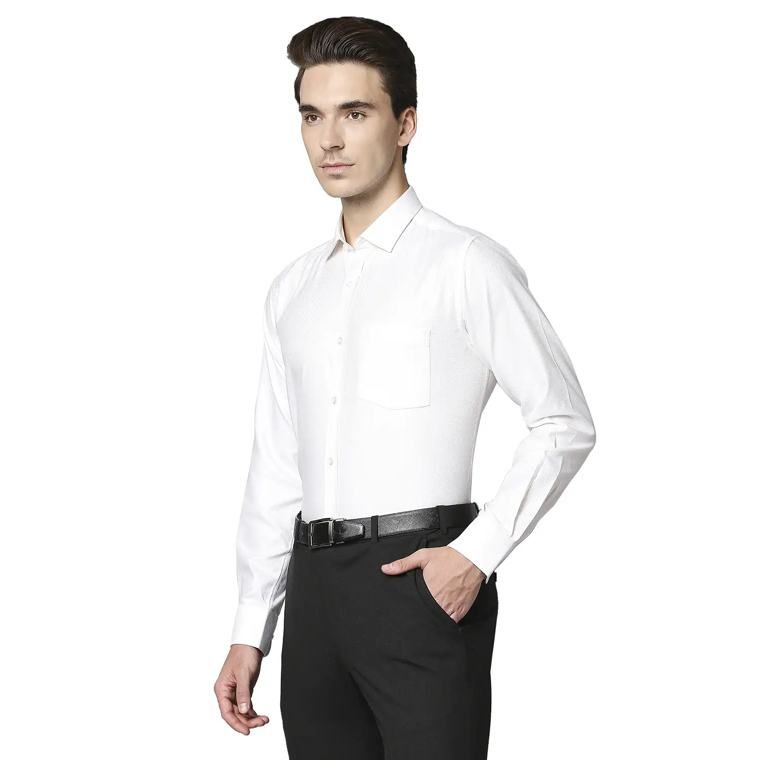 Men Yellow Slim Fit Structure Cotton Shirts - Image 3