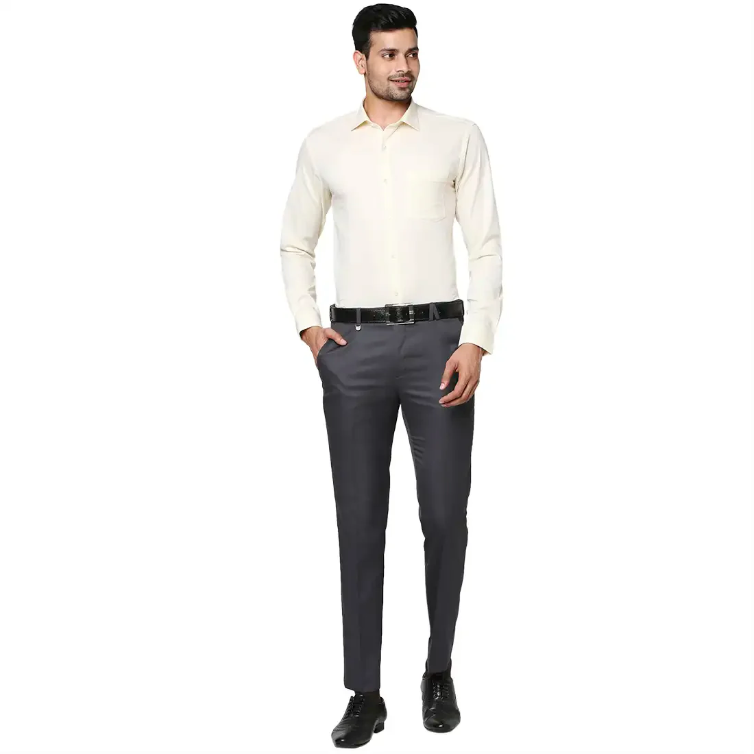 Men Yellow Slim Fit Structure Cotton Shirts - Image 5