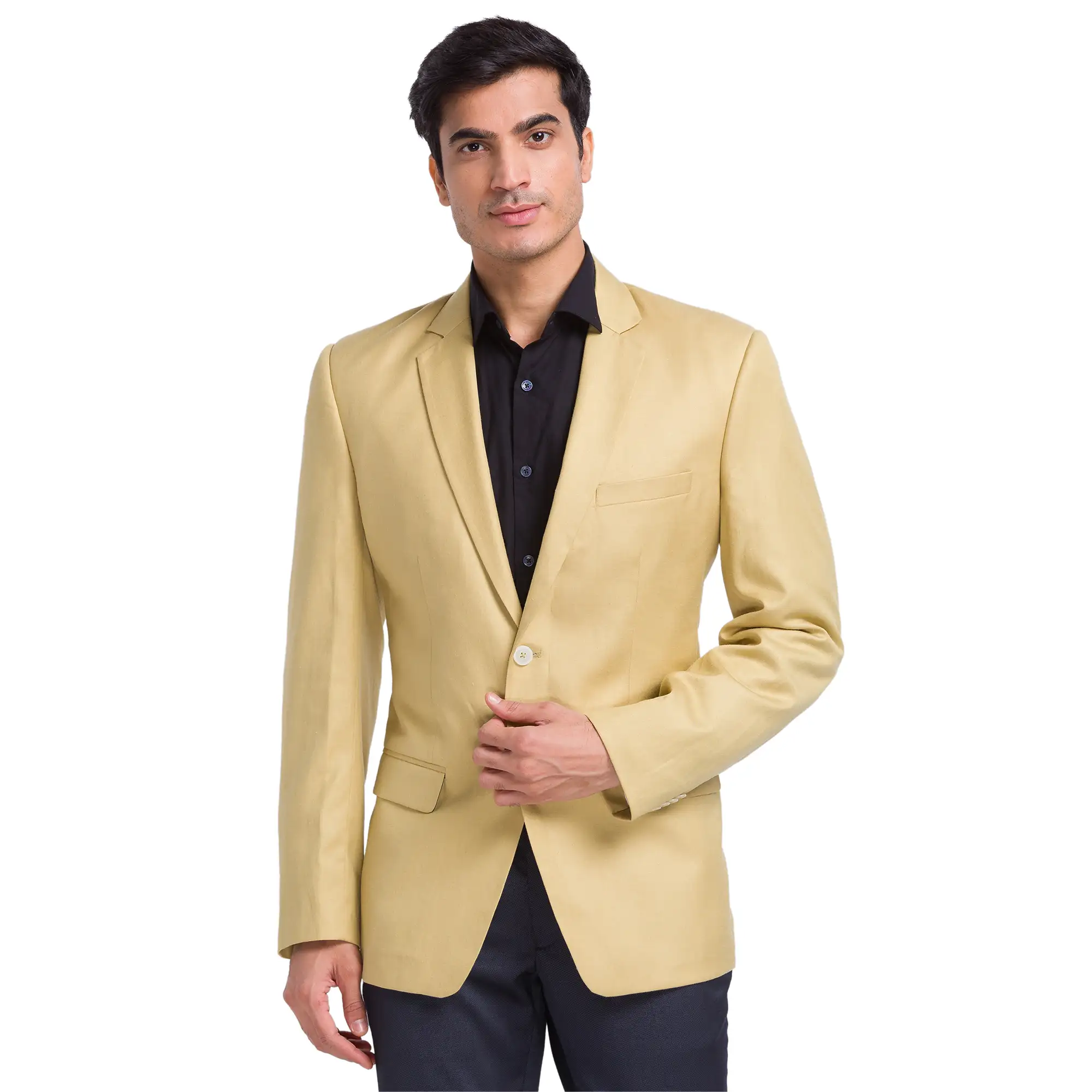 Park Avenue Men Yellow Super Slim Fit Solid Polyester Blend Jacket