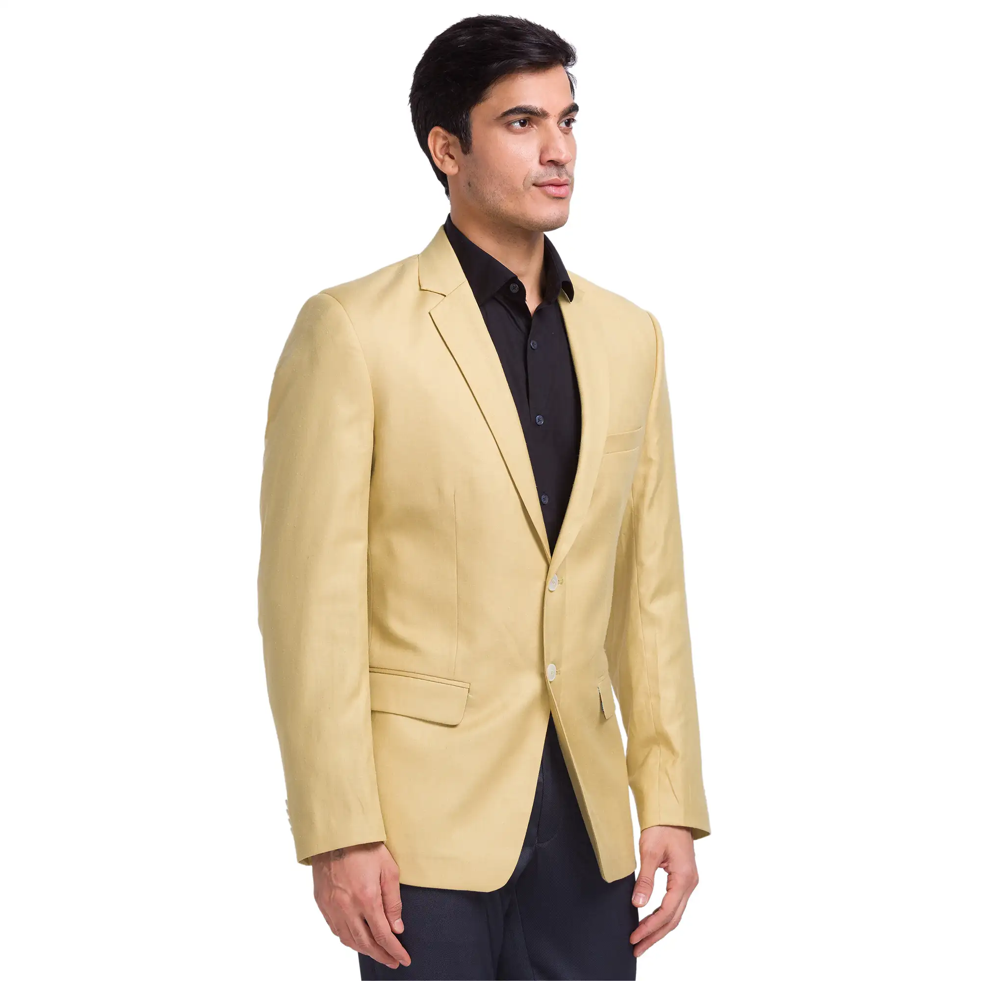 Park Avenue Men Yellow Super Slim Fit Solid Polyester Blend Jacket - Image 2