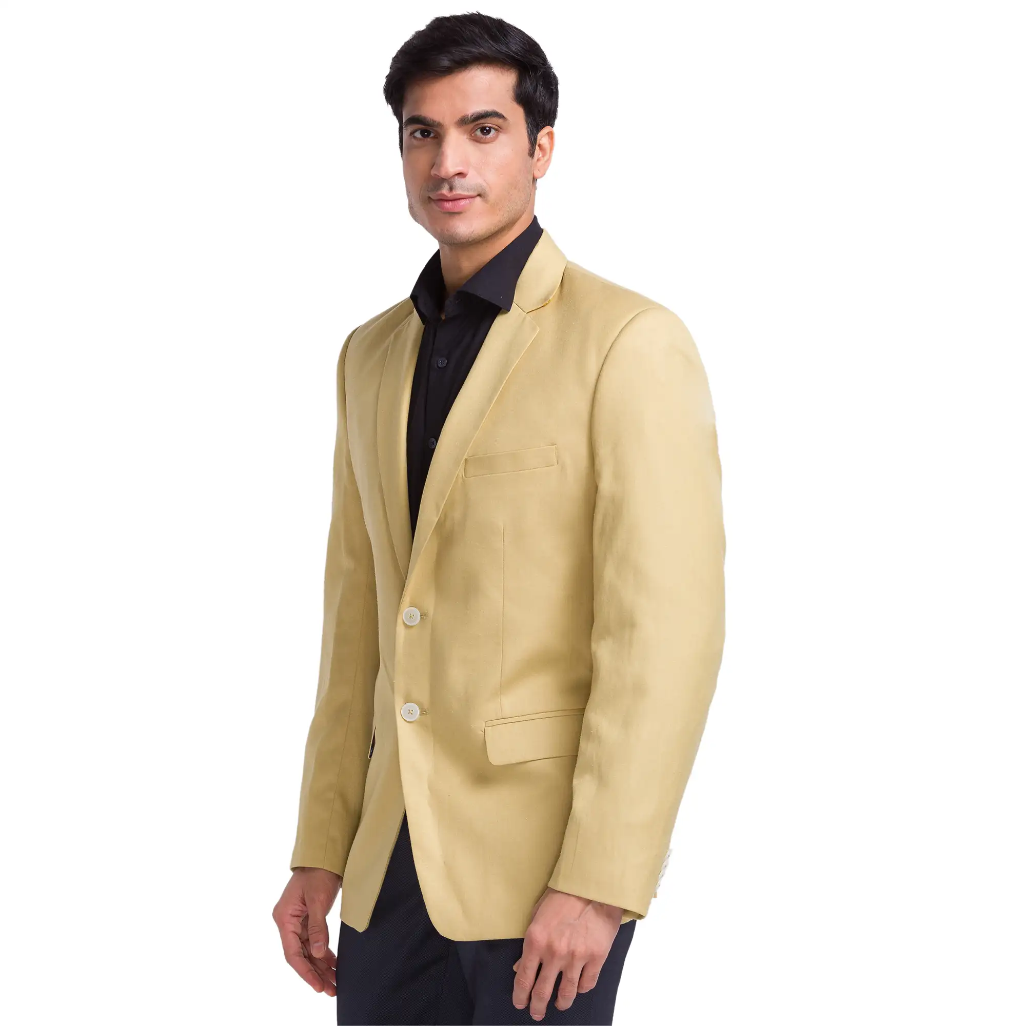 Park Avenue Men Yellow Super Slim Fit Solid Polyester Blend Jacket - Image 3