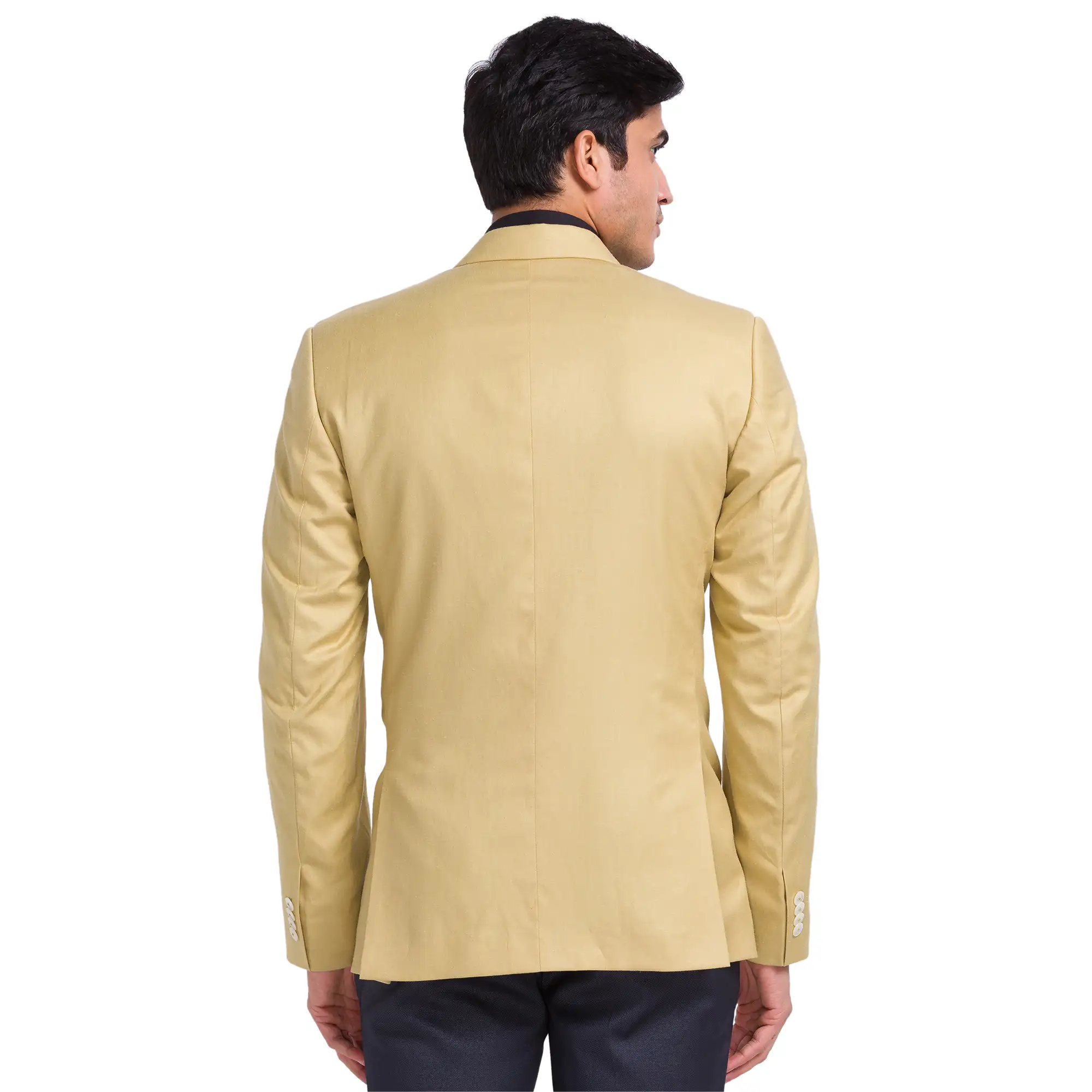 Park Avenue Men Yellow Super Slim Fit Solid Polyester Blend Jacket - Image 4