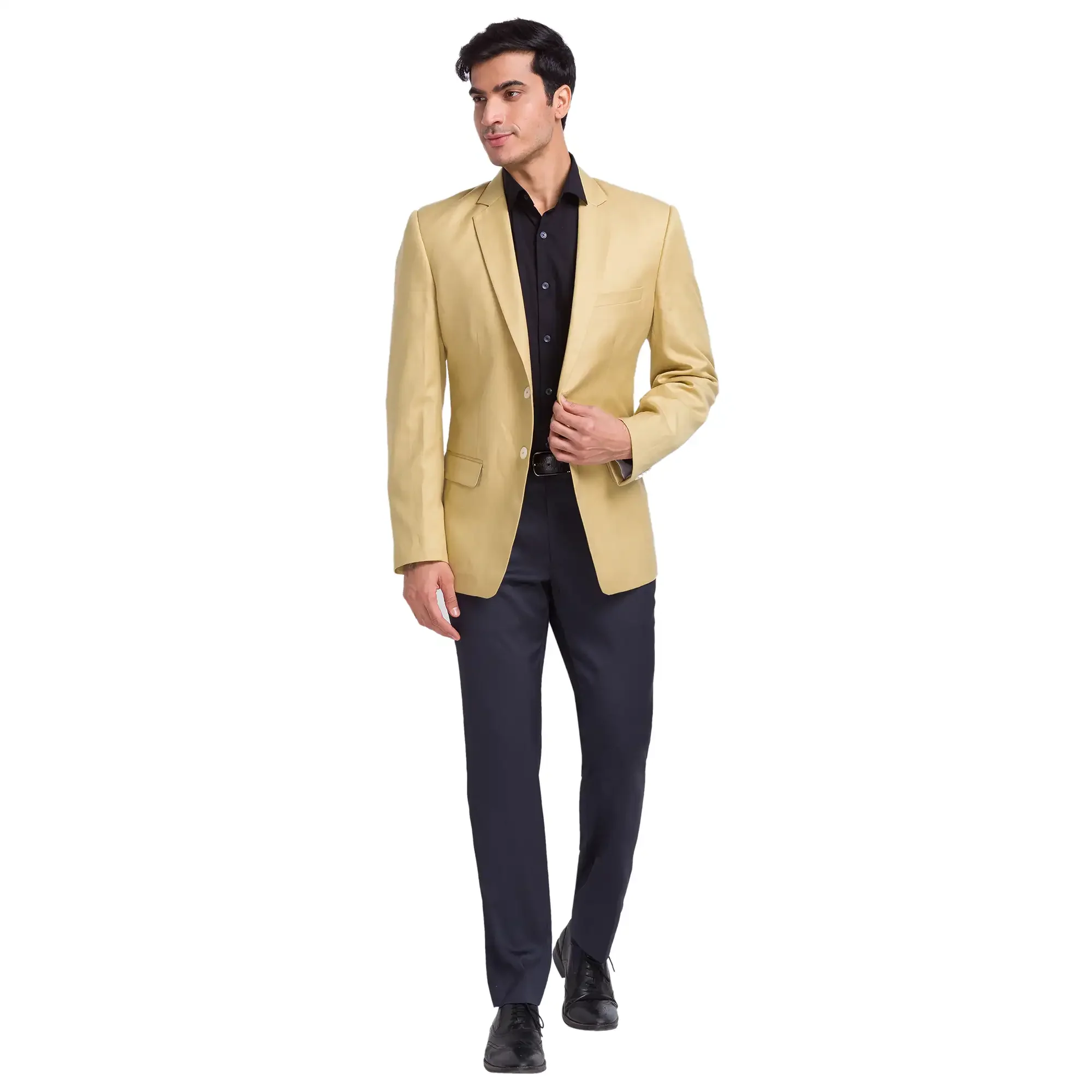 Park Avenue Men Yellow Super Slim Fit Solid Polyester Blend Jacket - Image 5