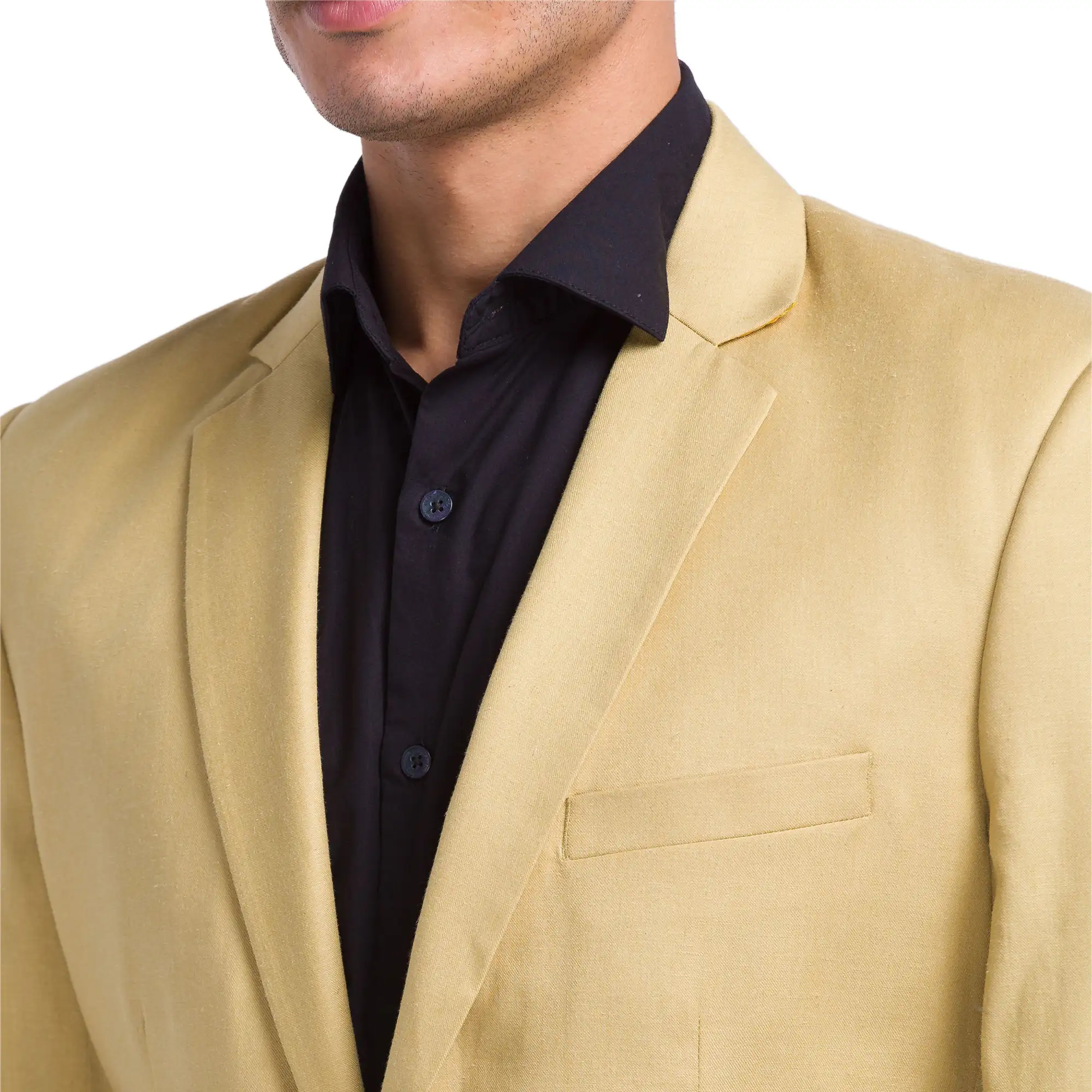 Park Avenue Men Yellow Super Slim Fit Solid Polyester Blend Jacket - Image 6