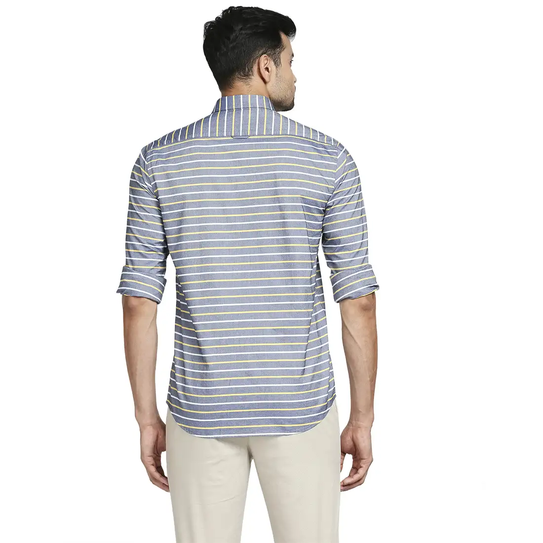 Men Yellow Tailored Fit Barre Cotton Full Sleeve Shirts - Image 11