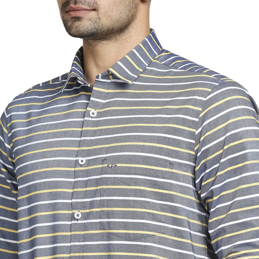 Men Yellow Tailored Fit Barre Cotton Full Sleeve Shirts - Image 13