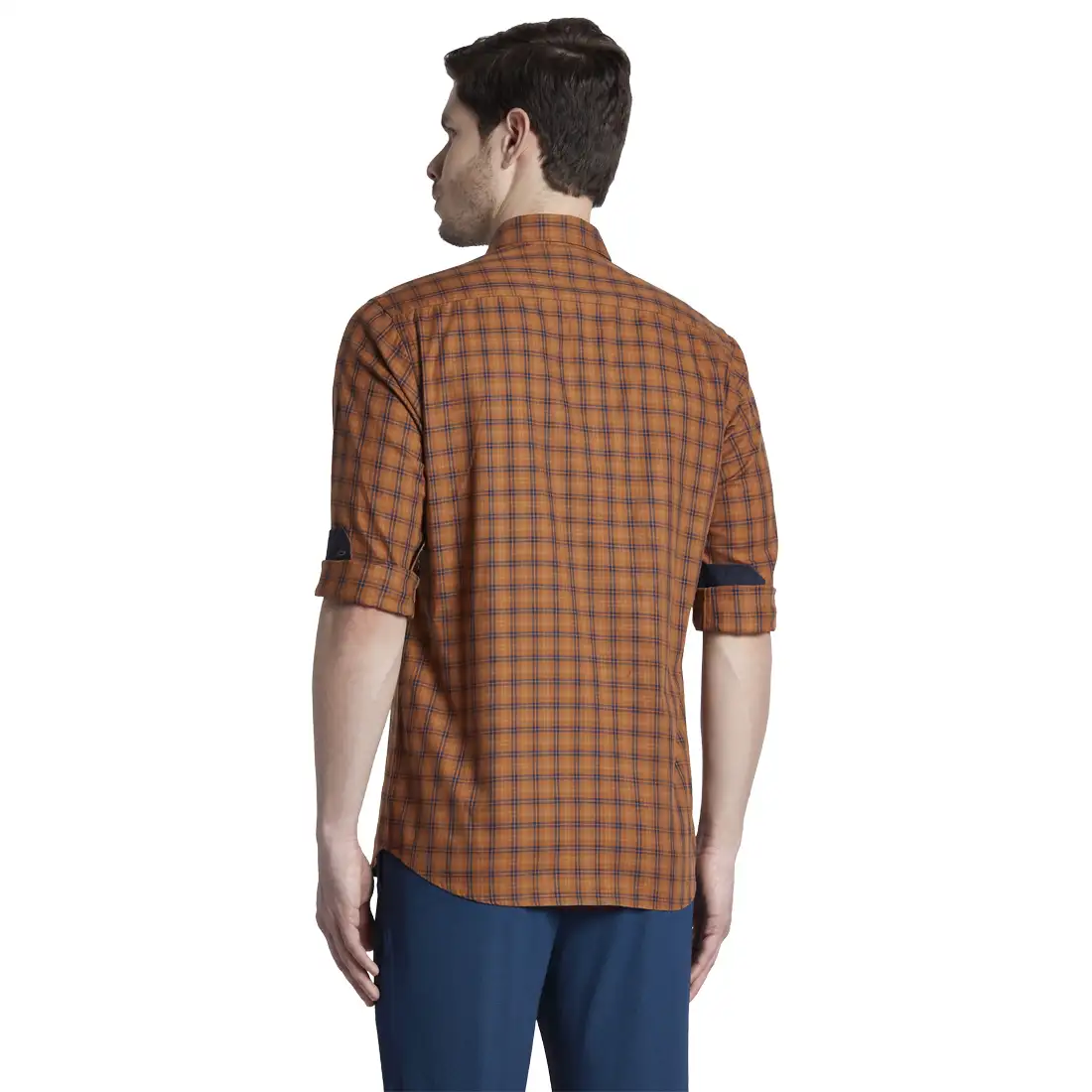 Men Yellow Tailored Fit Checks Cotton Full Sleeve Shirts - Image 4
