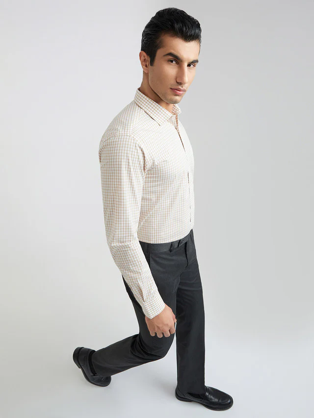 Park Avenue Men Brown Checks Slim Fit Cotton Formal Shirt - Image 5