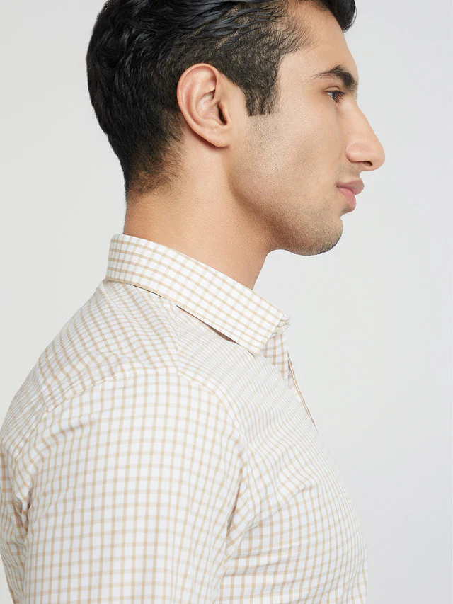 Park Avenue Men Brown Checks Slim Fit Cotton Formal Shirt - Image 6
