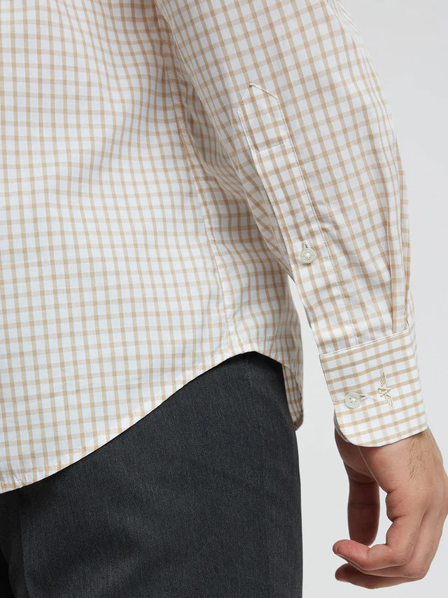 Park Avenue Men Brown Checks Slim Fit Cotton Formal Shirt - Image 7