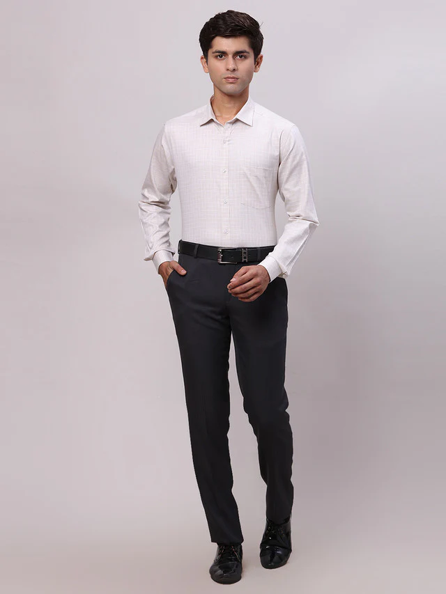 Park Avenue Men Brown Checks Slim Fit Cotton Formal Shirt - Image 5