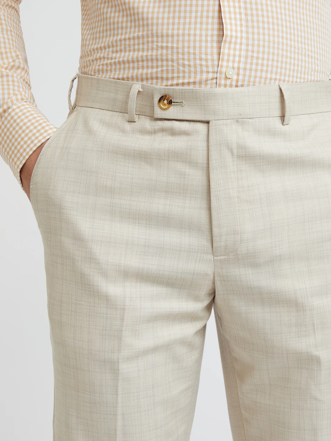 Park Avenue Beige Checks Smart Fit Polyester Blend Trouser - Image 6