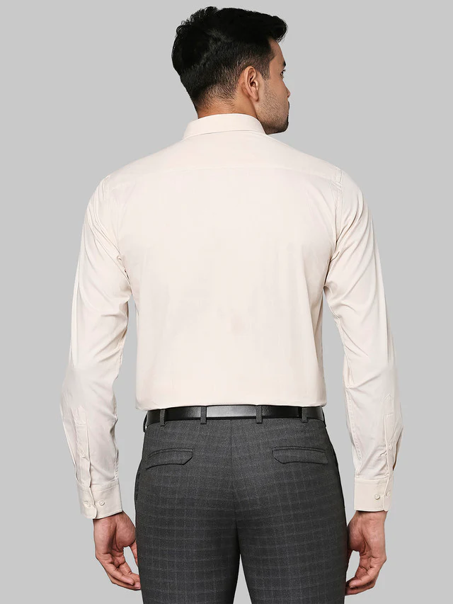 Park Avenue Beige Fil-A-Fil Regular Fit Cotton Formal Shirt - Image 4
