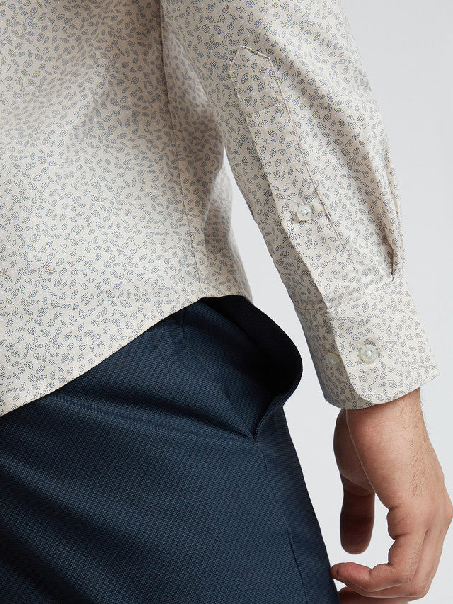 Park Avenue Beige Printed Slim Fit Cotton Formal Shirt - Image 7