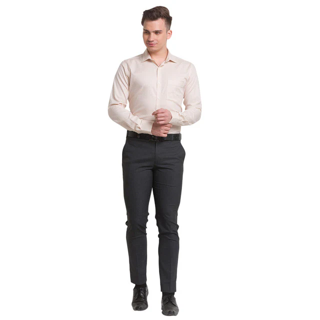Park Avenue Beige Structure Slim Fit Cotton Formal Shirt - Image 5