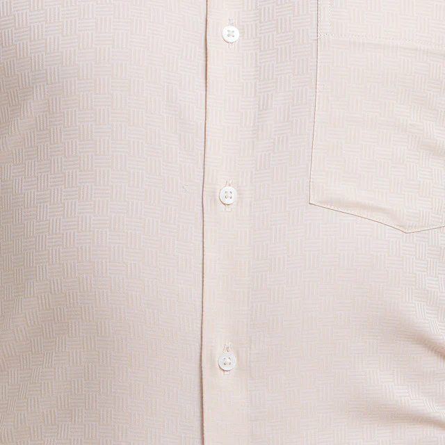 Park Avenue Beige Structure Slim Fit Cotton Formal Shirt - Image 7