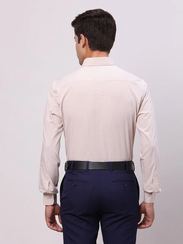 Park Avenue Men Brown Structured Slim Fit Cotton Formal Shirt - Image 5