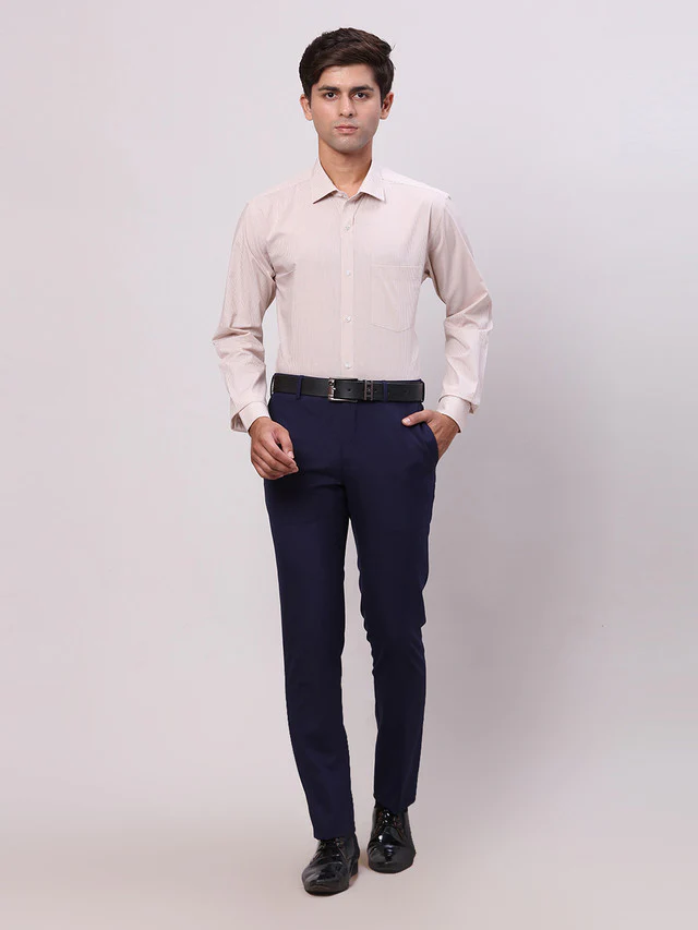 Park Avenue Men Brown Structured Slim Fit Cotton Formal Shirt - Image 6