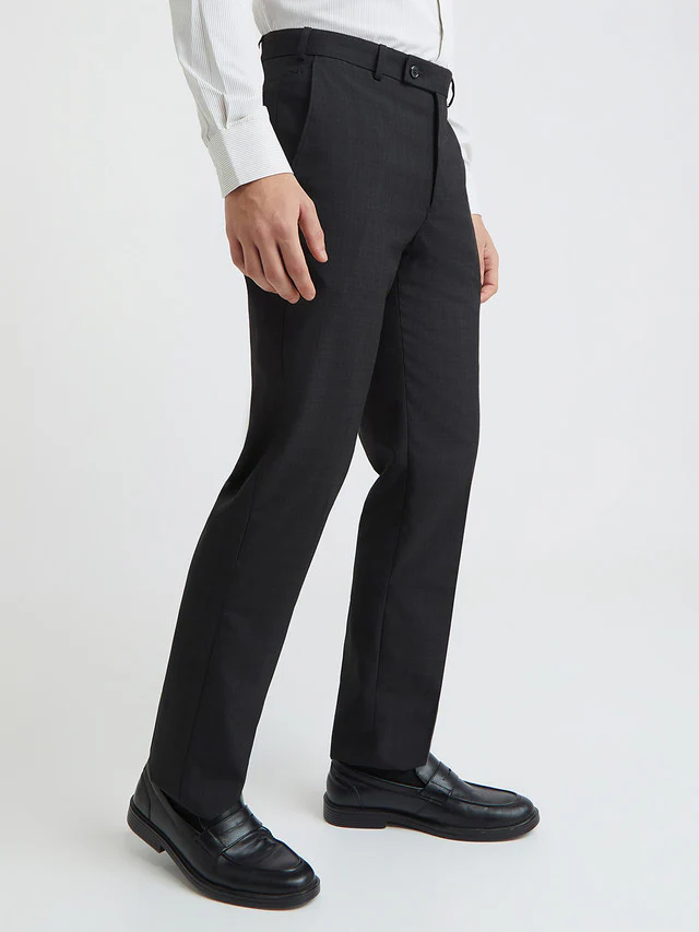 Park Avenue Black Checks Regular Fit Polyester Blend Trouser - Image 2