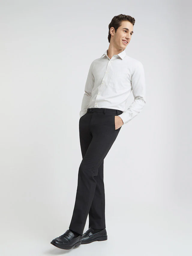 Park Avenue Black Checks Regular Fit Polyester Blend Trouser - Image 5
