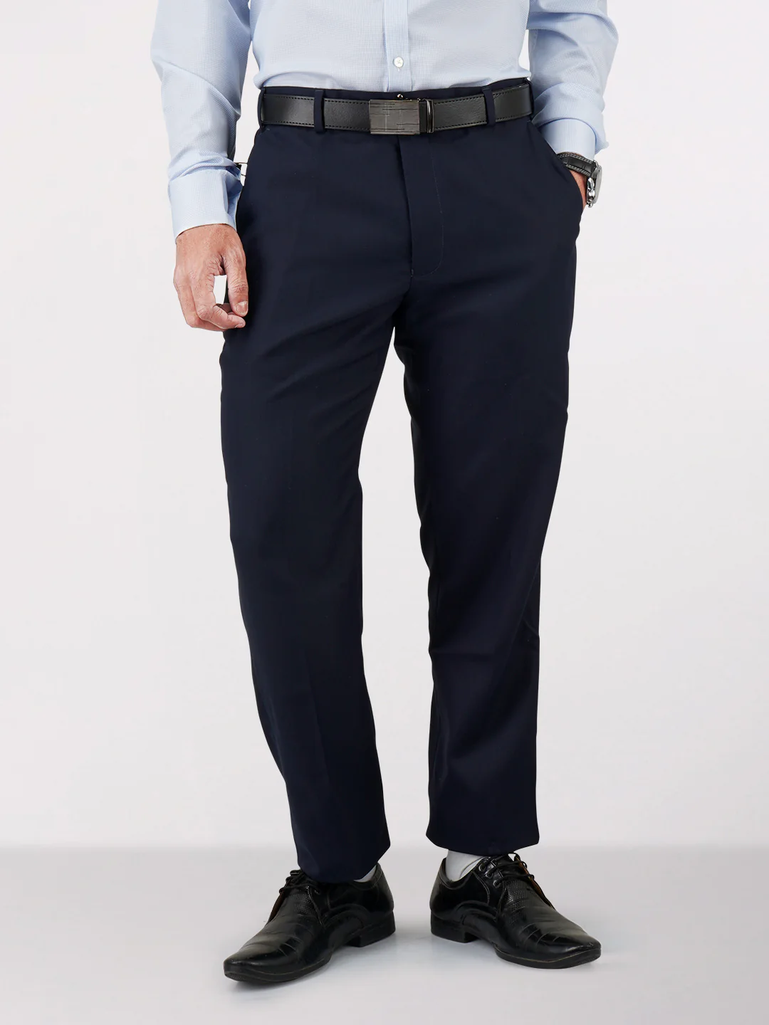 Park Avenue Black Checks Regular Fit Polyester Blend Trouser - Image 8