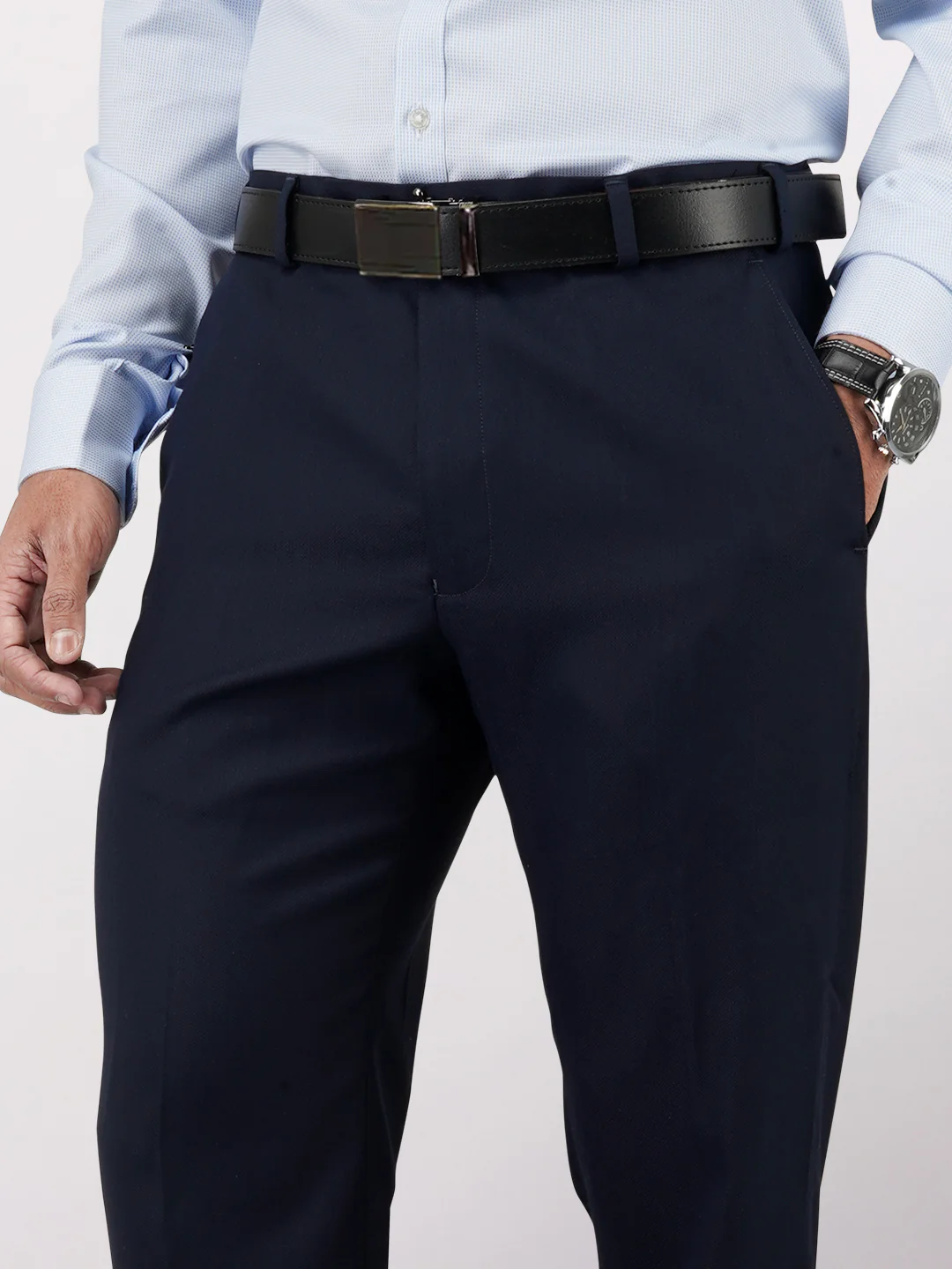 Park Avenue Black Checks Regular Fit Polyester Blend Trouser - Image 9