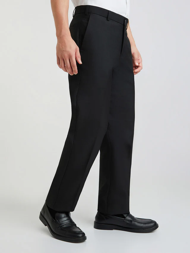 Park Avenue Black Checks Regular Fit Polyester Blend Trouser - Image 2