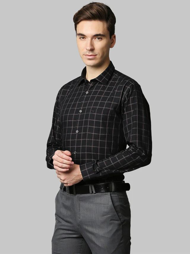 Park Avenue Black Checks Slim Fit Cotton Casual Shirt - Image 3
