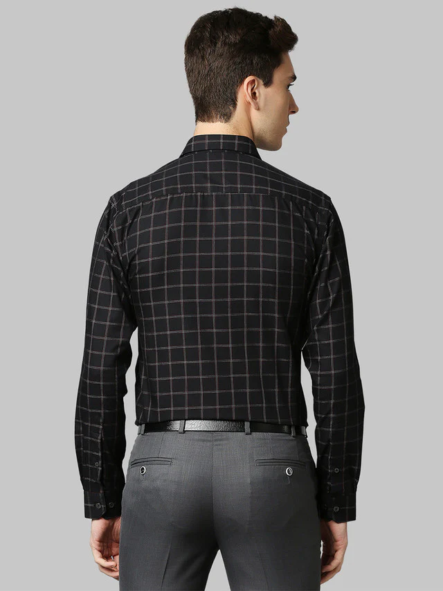Park Avenue Black Checks Slim Fit Cotton Casual Shirt - Image 4