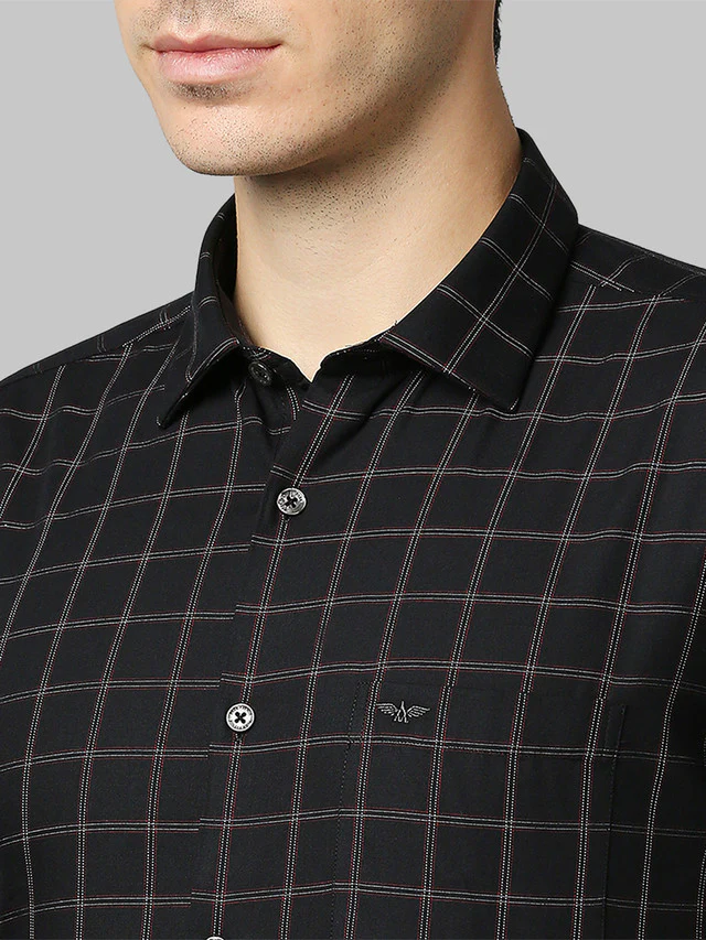 Park Avenue Black Checks Slim Fit Cotton Casual Shirt - Image 6