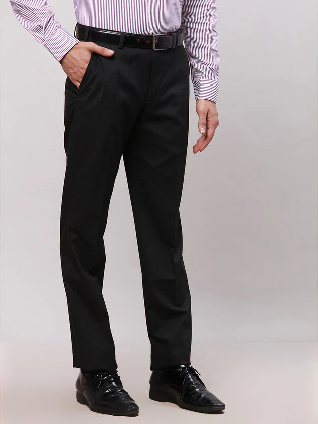 Park Avenue Black Checks Smart Fit Polyester Blend Trouser - Image 2