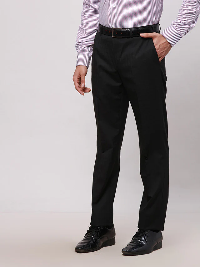Park Avenue Black Checks Smart Fit Polyester Blend Trouser - Image 3
