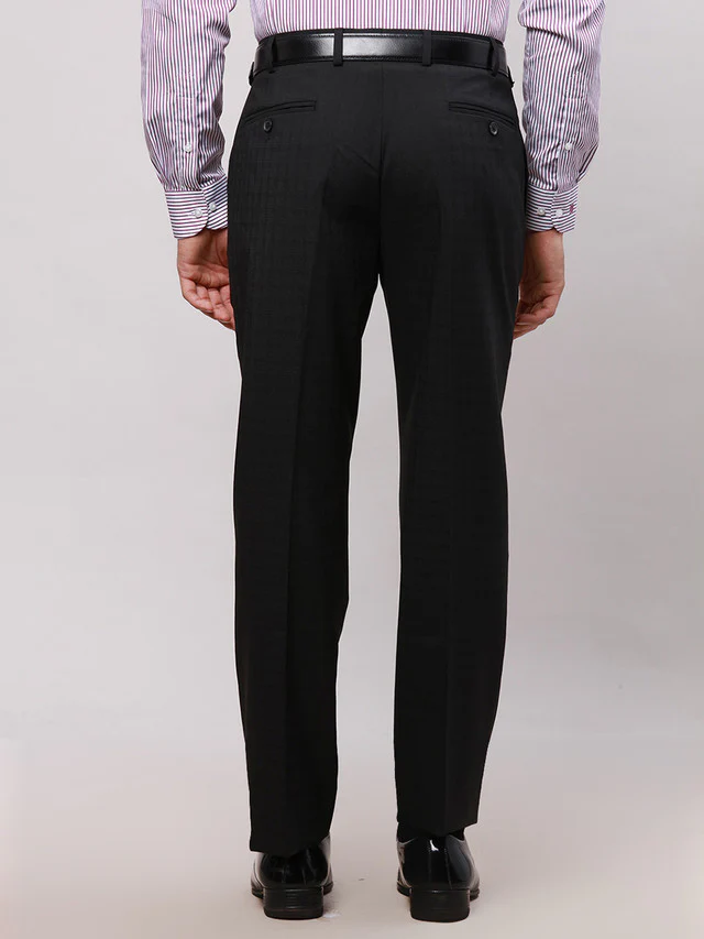 Park Avenue Black Checks Smart Fit Polyester Blend Trouser - Image 5