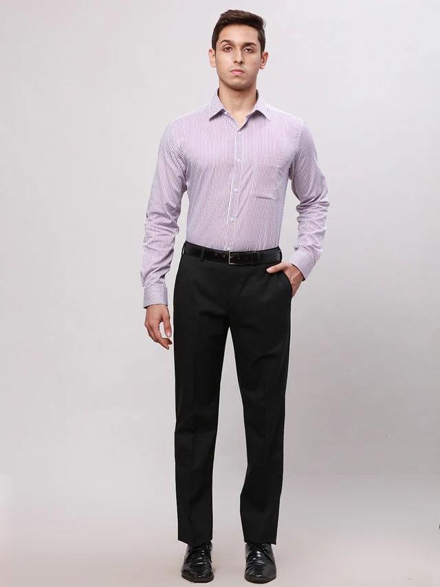 Park Avenue Black Checks Smart Fit Polyester Blend Trouser - Image 6