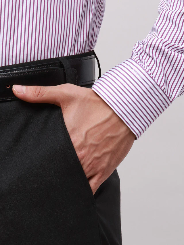 Park Avenue Black Checks Smart Fit Polyester Blend Trouser - Image 7