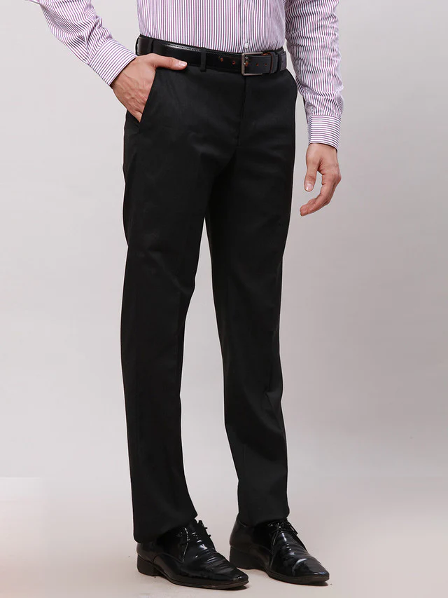 Park Avenue Black Checks Smart Fit Polyester Blend Trouser - Image 2