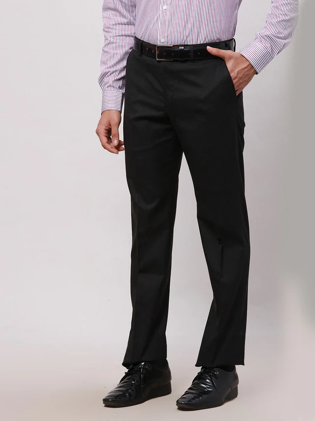 Park Avenue Black Checks Smart Fit Polyester Blend Trouser - Image 3