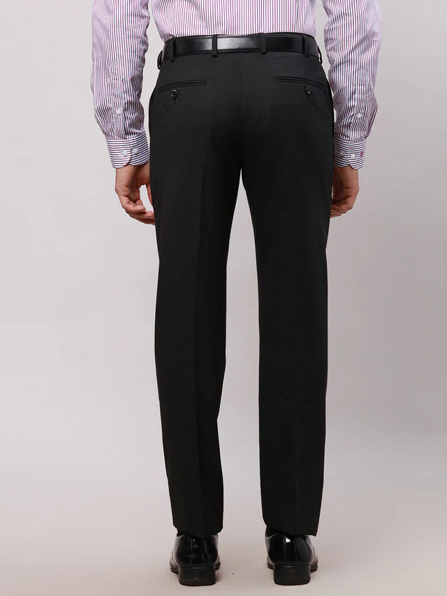 Park Avenue Black Checks Smart Fit Polyester Blend Trouser - Image 5