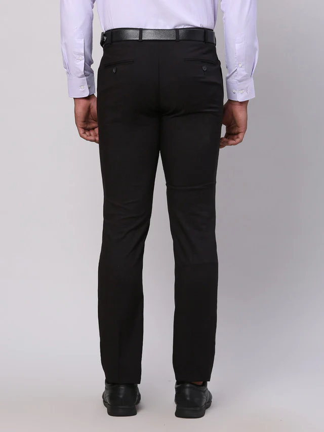 Park Avenue Black Checks Super Slim Fit Polyester Blend Trouser - Image 4