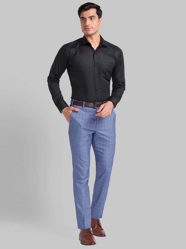Park Avenue Black Plain Slim Fit Cotton Blend Formal Shirt - Image 5
