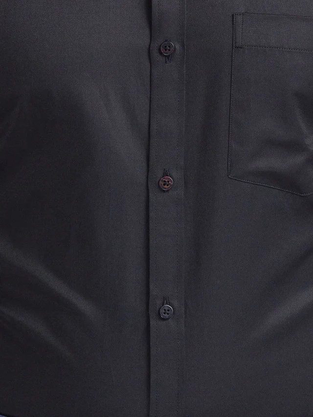 Park Avenue Black Plain Slim Fit Cotton Blend Formal Shirt - Image 7