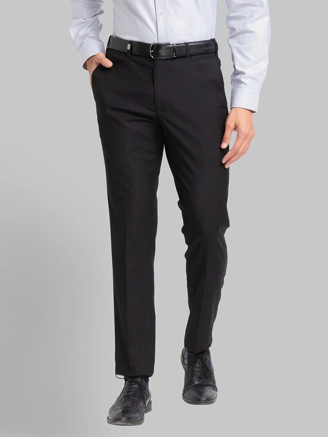 Park Avenue Black Solid Neo Fit Polyester Blend Trouser